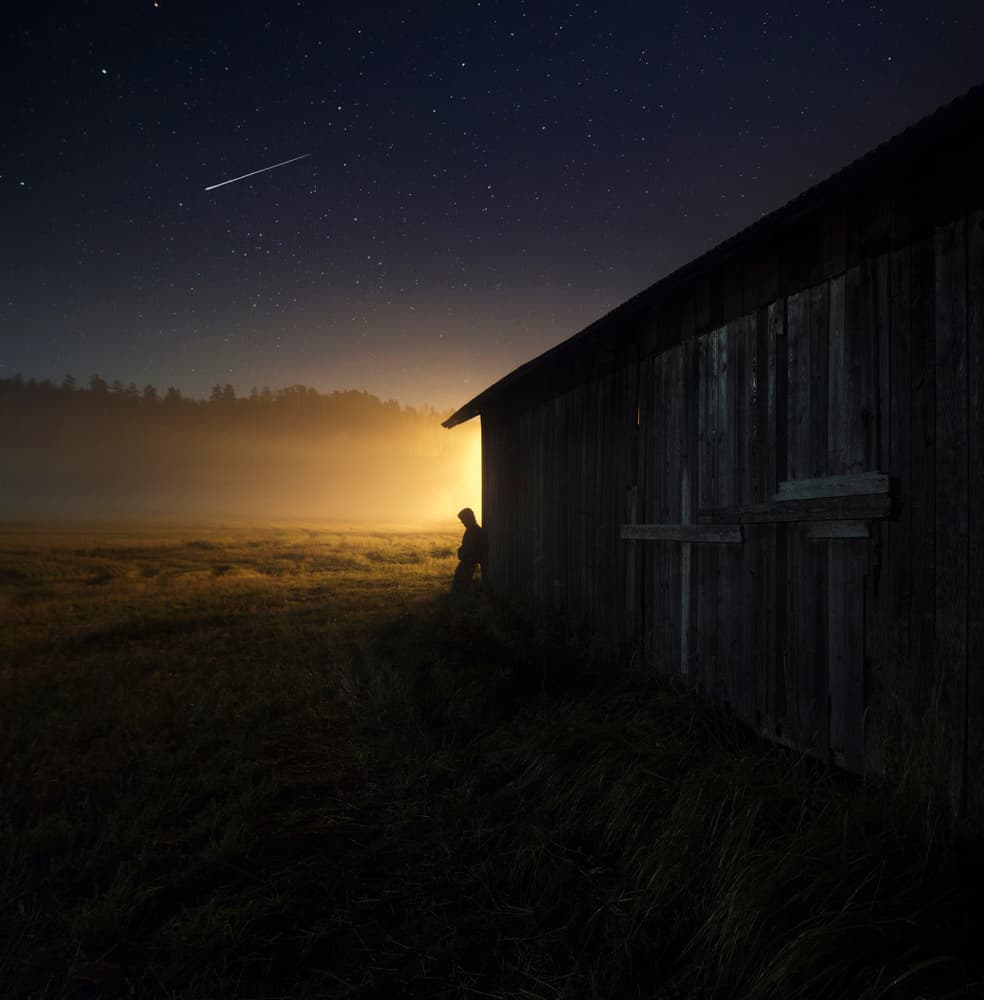 Shooting Star Barn Glow by Mika Suutari — canvas wall art