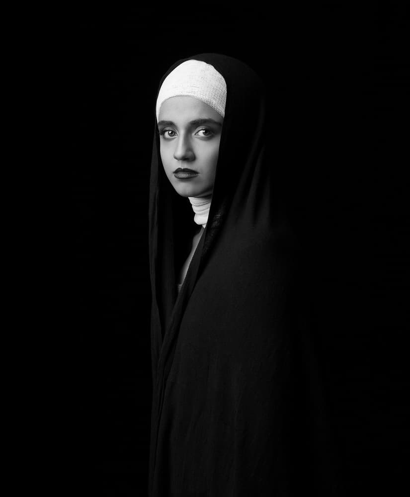Serious Veiled Woman by Mehdi Mokhtari — canvas wall art