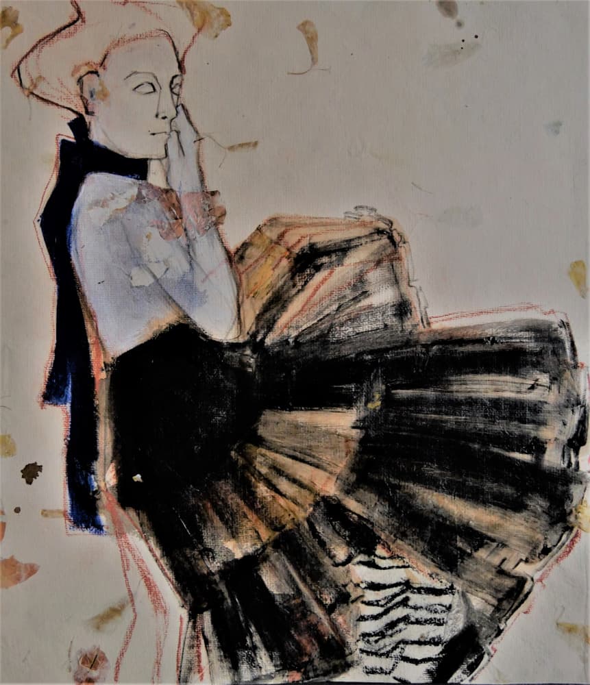 Pensive Dancer in Black by Doris Schmitz — canvas wall art