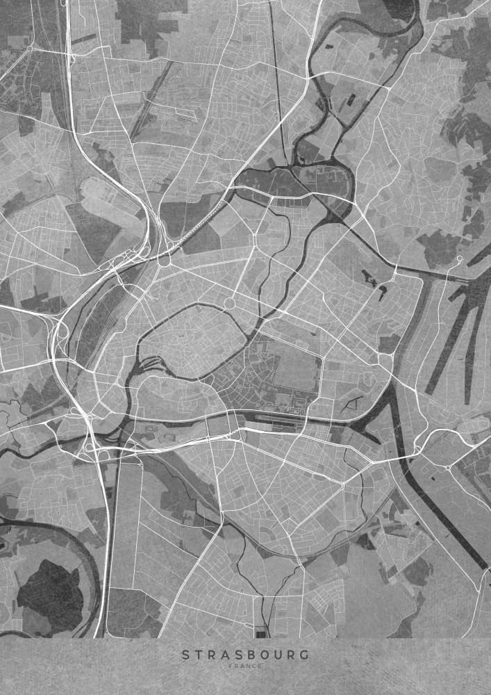Strasbourg City Map by Rosana Laiz Blursbyai — canvas wall art