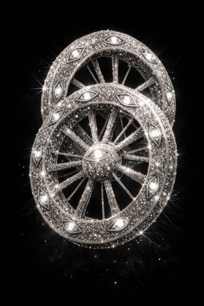 Jeweled All-Seeing Wheels by Josie George — canvas wall art