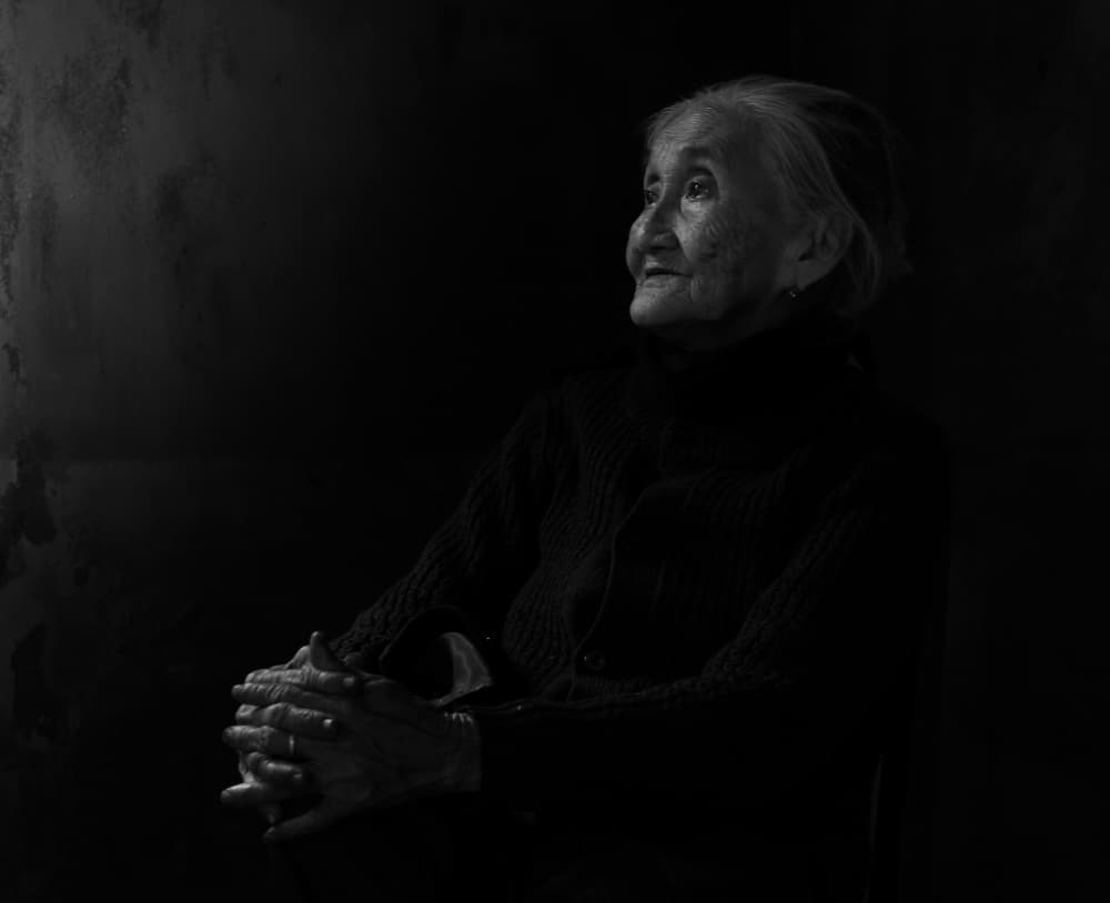 Thoughtful Elder Woman by Clas Gustafson PRO — canvas wall art