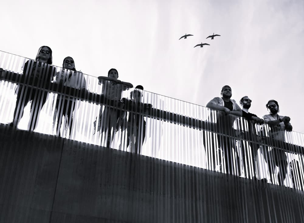 Friends On The Bridge by Jasmine Zhang — canvas wall art