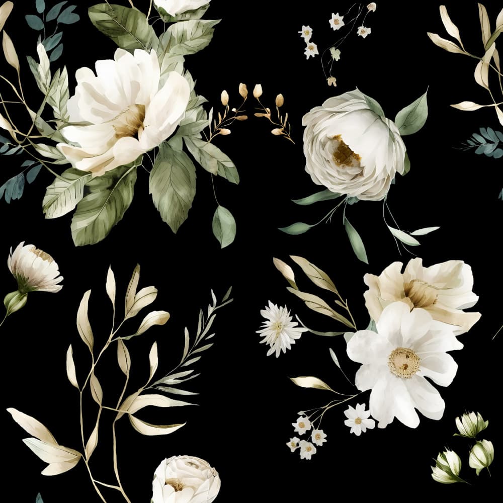 Elegant White Florals by Bilge Paksoylu — canvas wall art