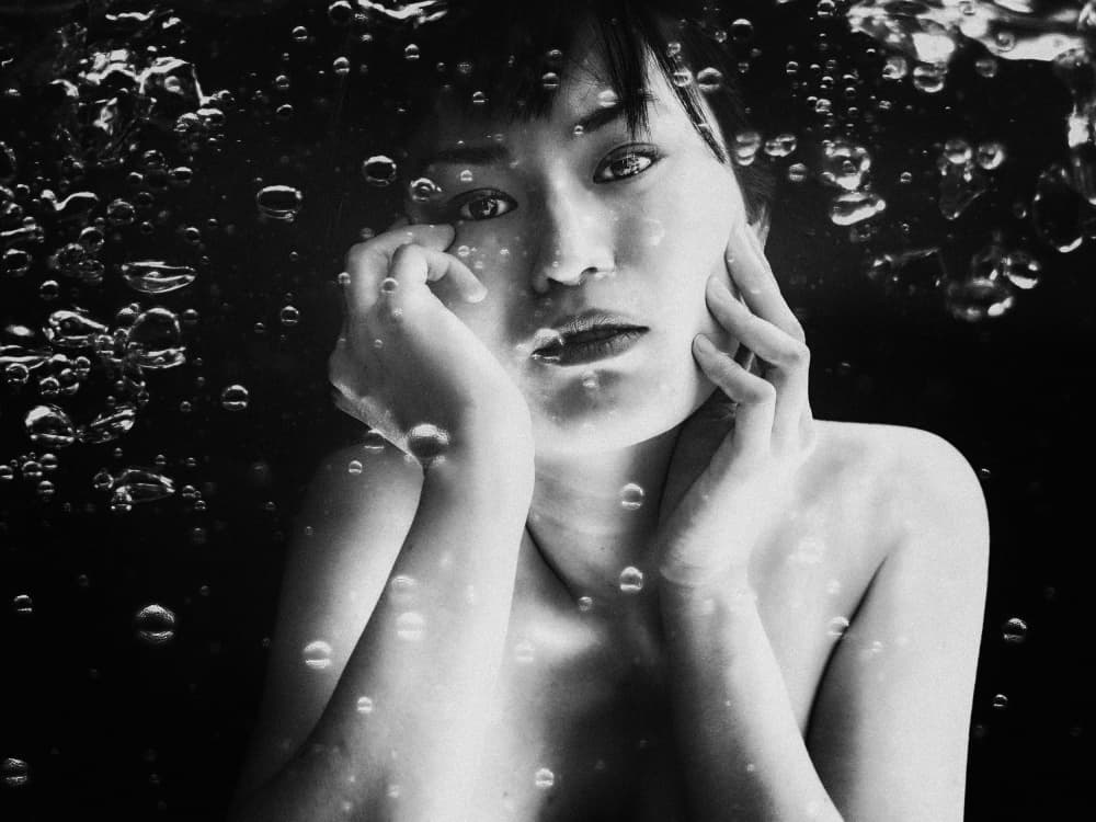 Pensive Underwater Portrait by Eiji Yamamoto — canvas wall art