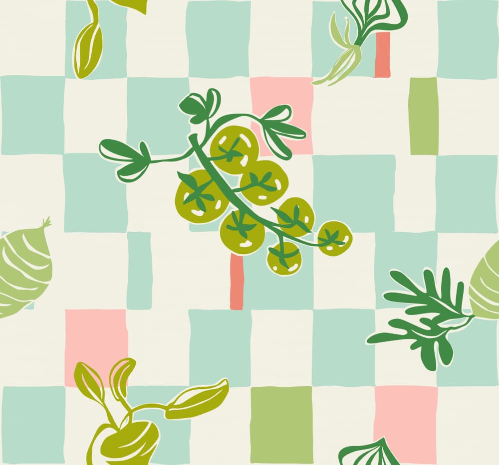 Fresh Garden Checkers by Annick — canvas wall art