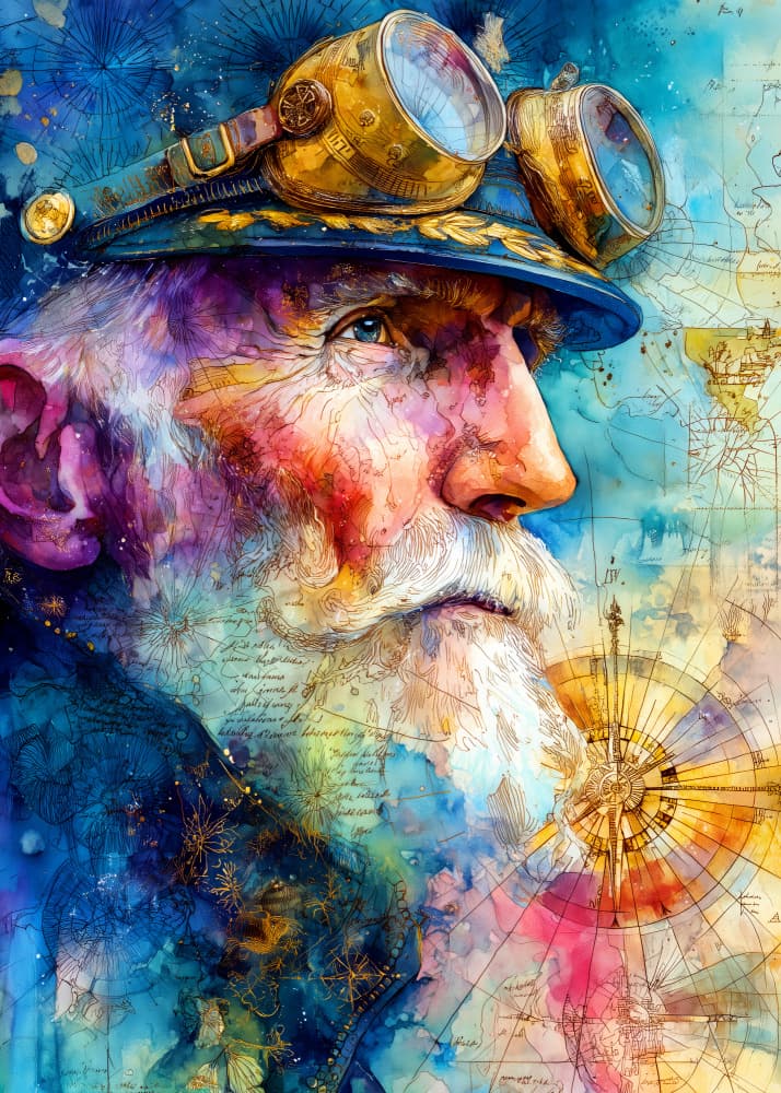 Steampunk Navigator Portrait by Justyna Jaszke — canvas wall art