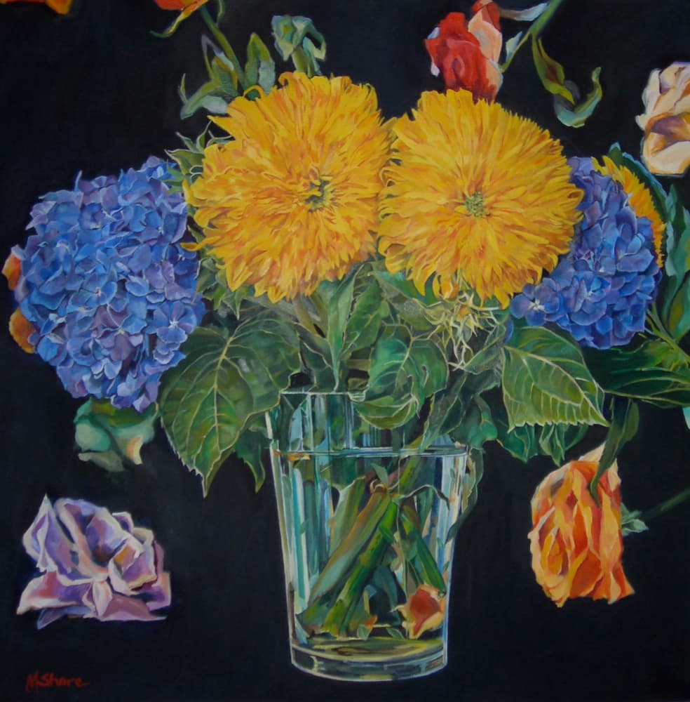 Vibrant Floral Still Life by Maxine Shore — canvas wall art