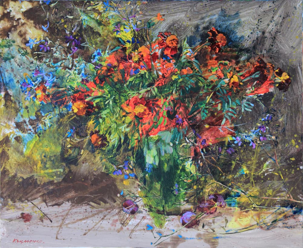 Vibrant Floral Bouquet by Andrii Kutsachenko — canvas wall art