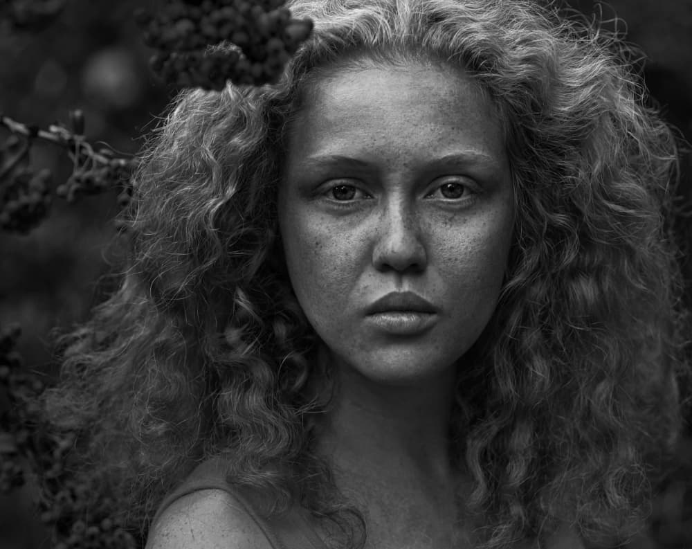 Intense Freckled Portrait by Tanya Markova — canvas wall art