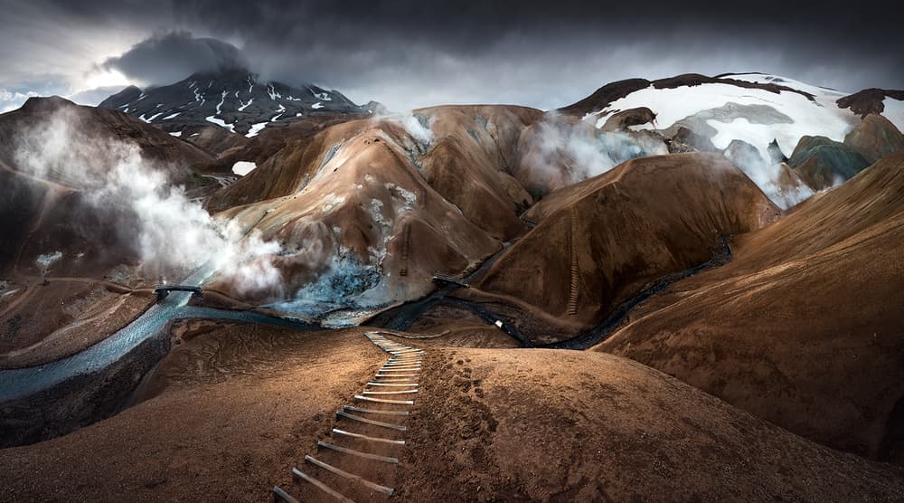 Dramatic Geothermal Valley by Karol Nienartowicz — canvas wall art