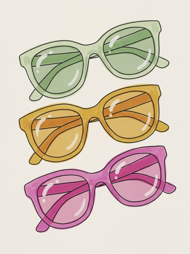 Colorful Sunglasses Trio by Andreas Magnusson — canvas wall art