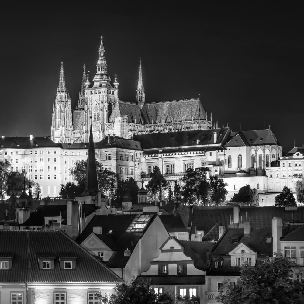 Historic Prague Castle Night by Melanie Viola — canvas wall art