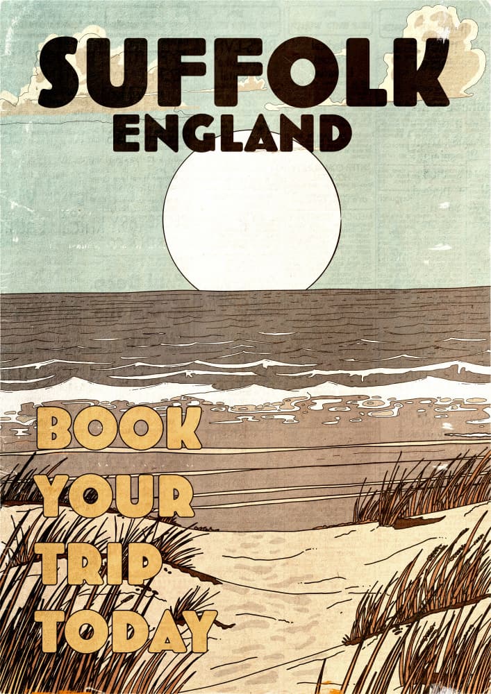 Vintage Suffolk England Beach by Nicholas — canvas wall art
