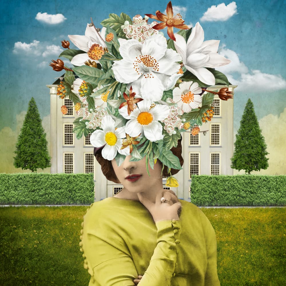 Elegant Floral Garden Woman by Marja van den Hurk — canvas wall art