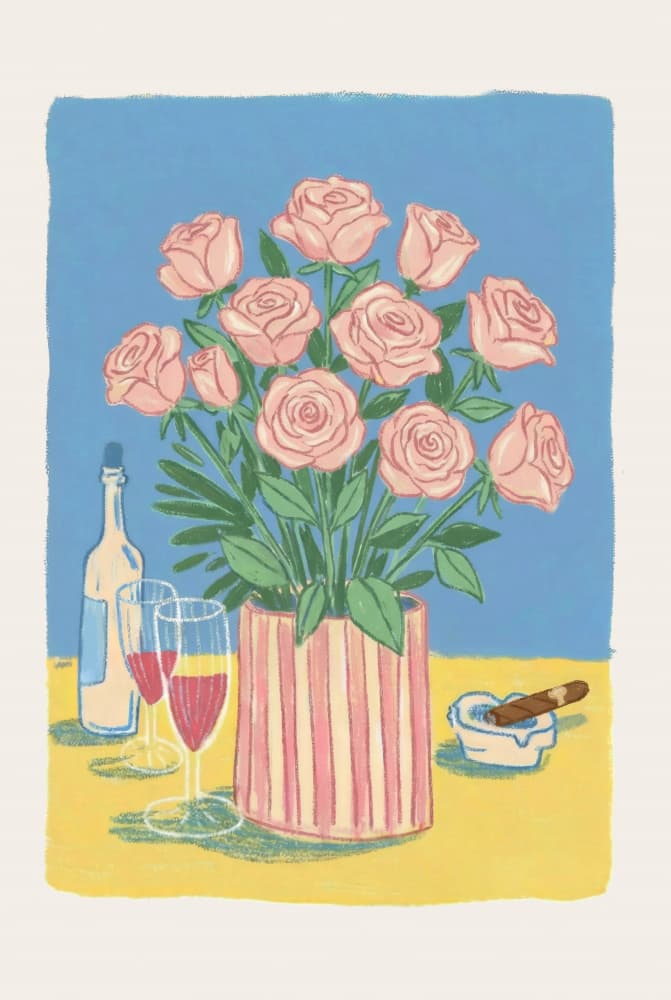 Roses and Wine by Melloi Art Prints — canvas wall art