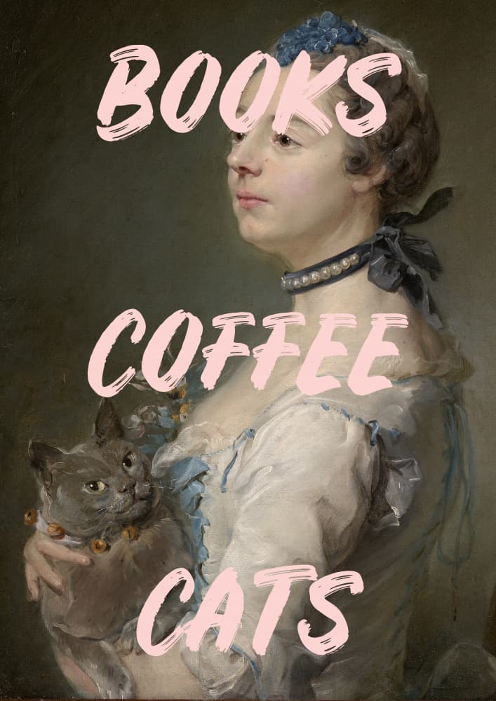 Books Coffee Cats Lady by Talitha McQueen — canvas wall art