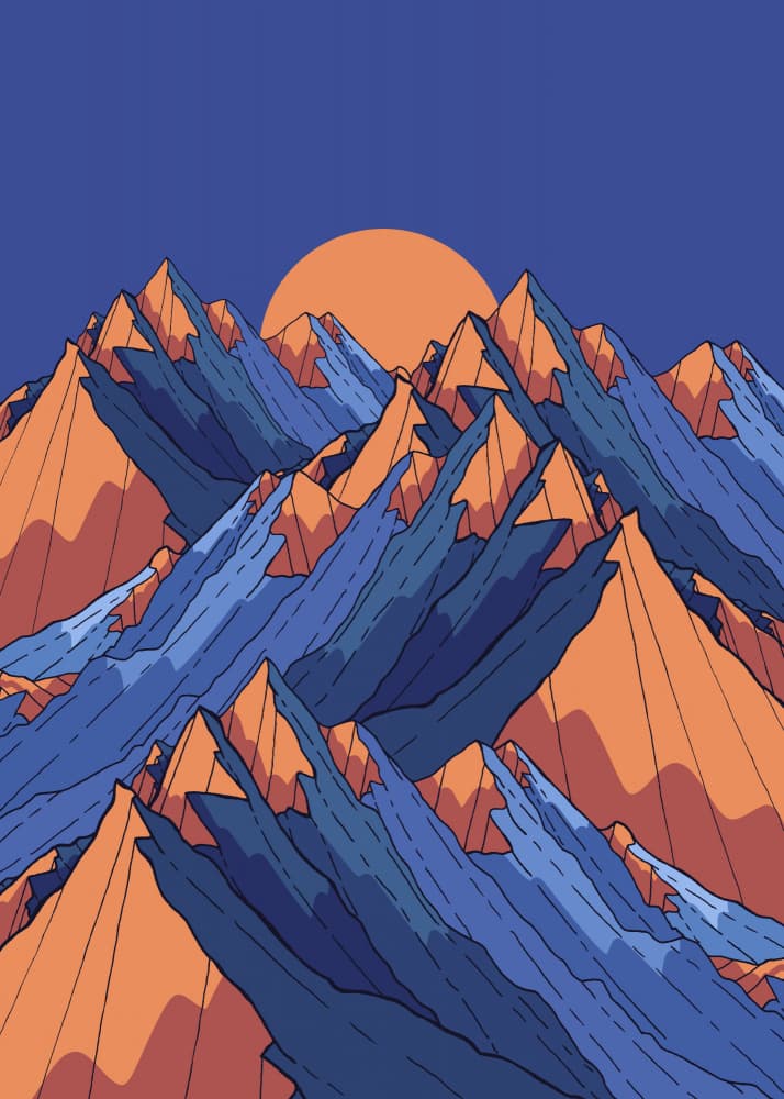 Geometric Mountain Sunset by Stephen Wade — canvas wall art