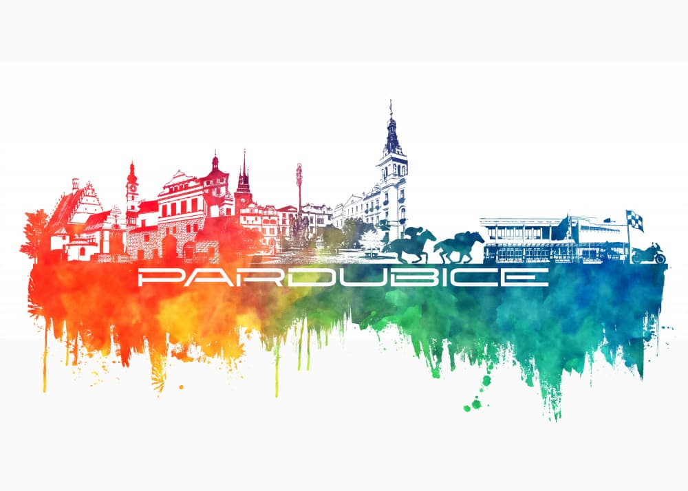 Pardubice Horse Racing Skyline by Justyna Jaszke — canvas wall art