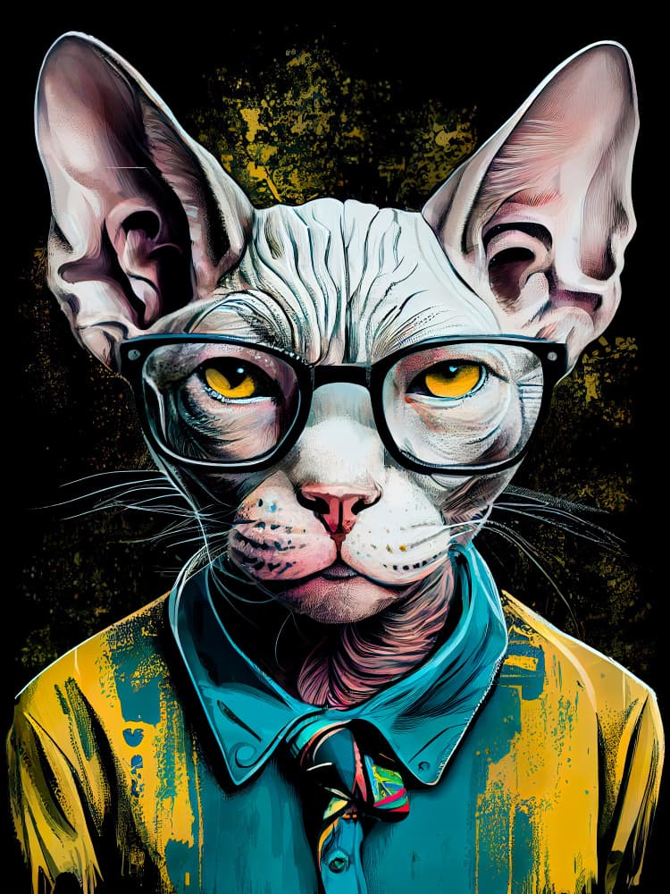 Dapper Sphynx Portrait by Justyna Jaszke — canvas wall art