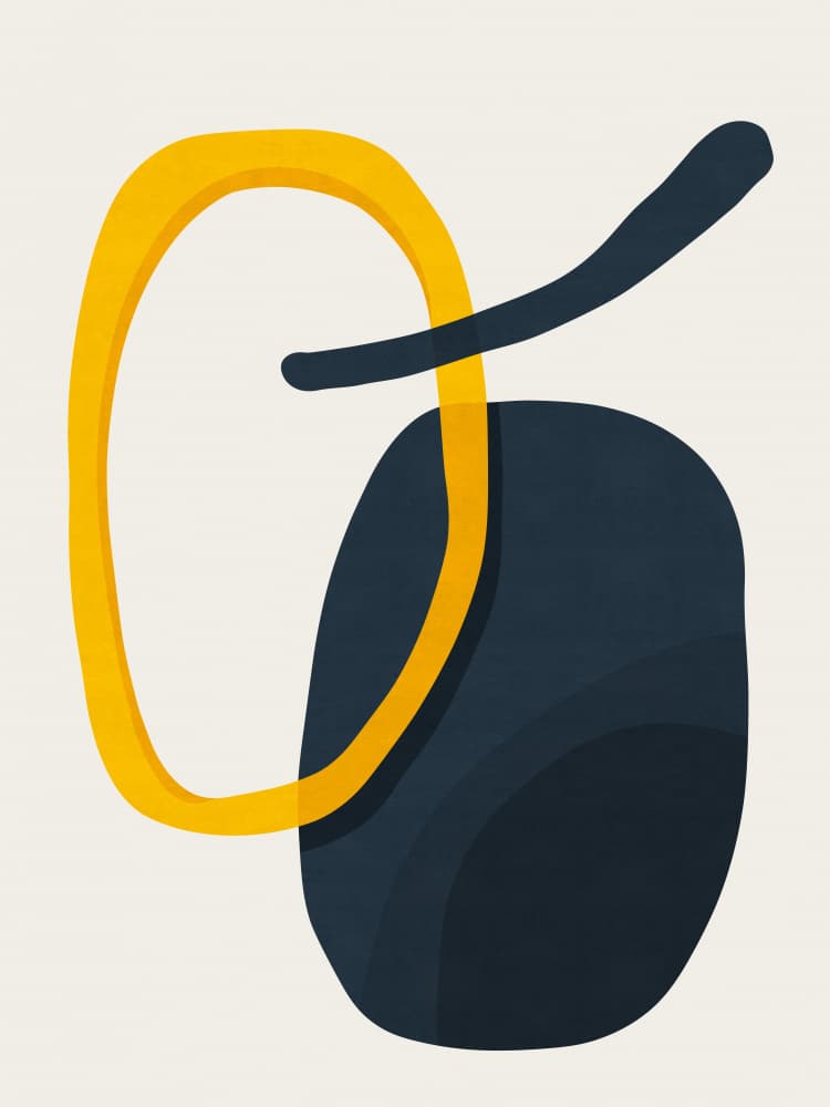Organic Yellow Blue Shapes by Vitor Costa — canvas wall art