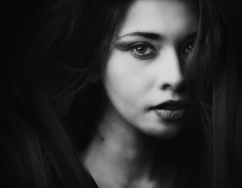 Elegant Black White Portrait by Hari Sulistiawan — canvas wall art