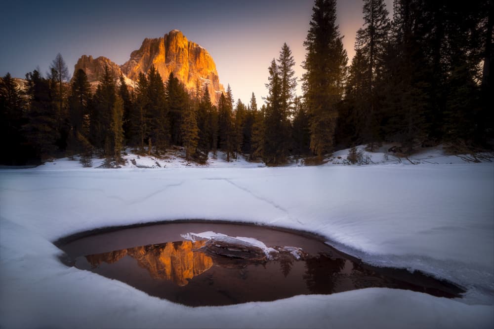 Golden Mountain Lake Reflection by Martin Morávek — canvas wall art