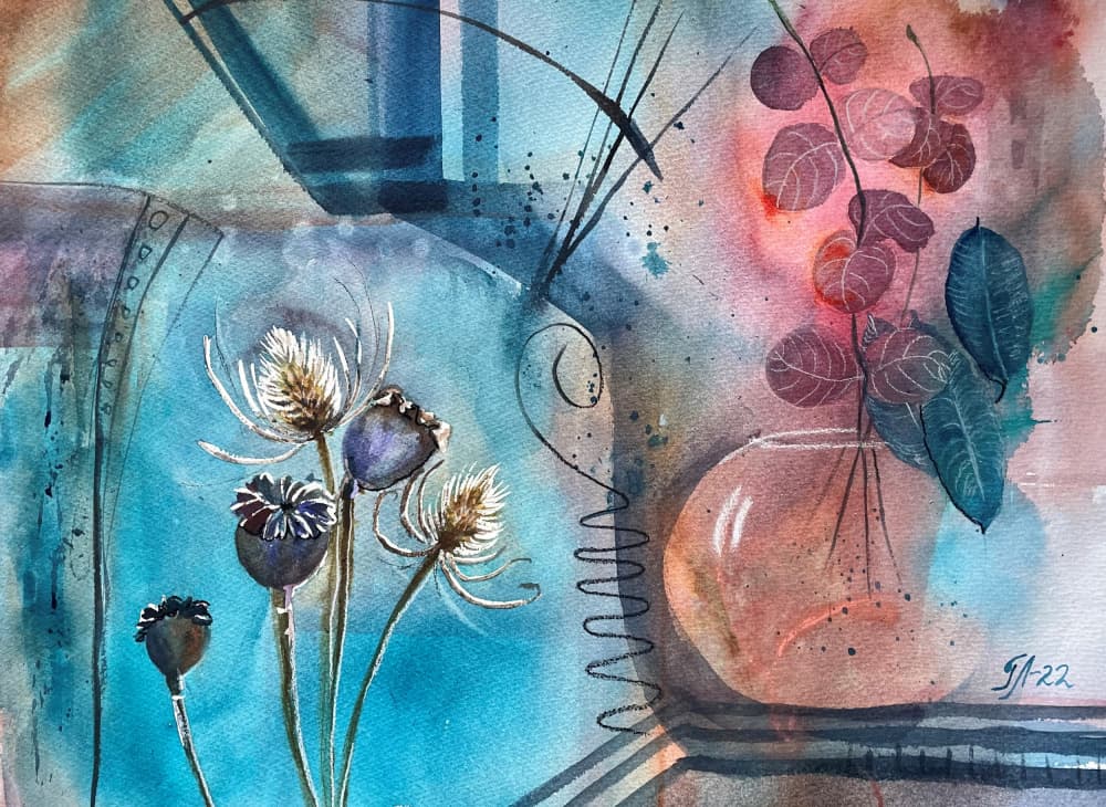 Abstract Botanical Serenity by Tanya Lundmark — canvas wall art