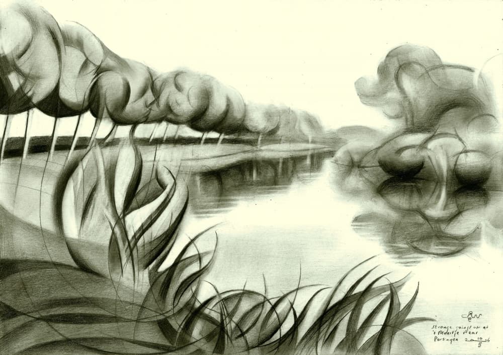 Tranquil River Sketch by Corné Akkers — canvas wall art