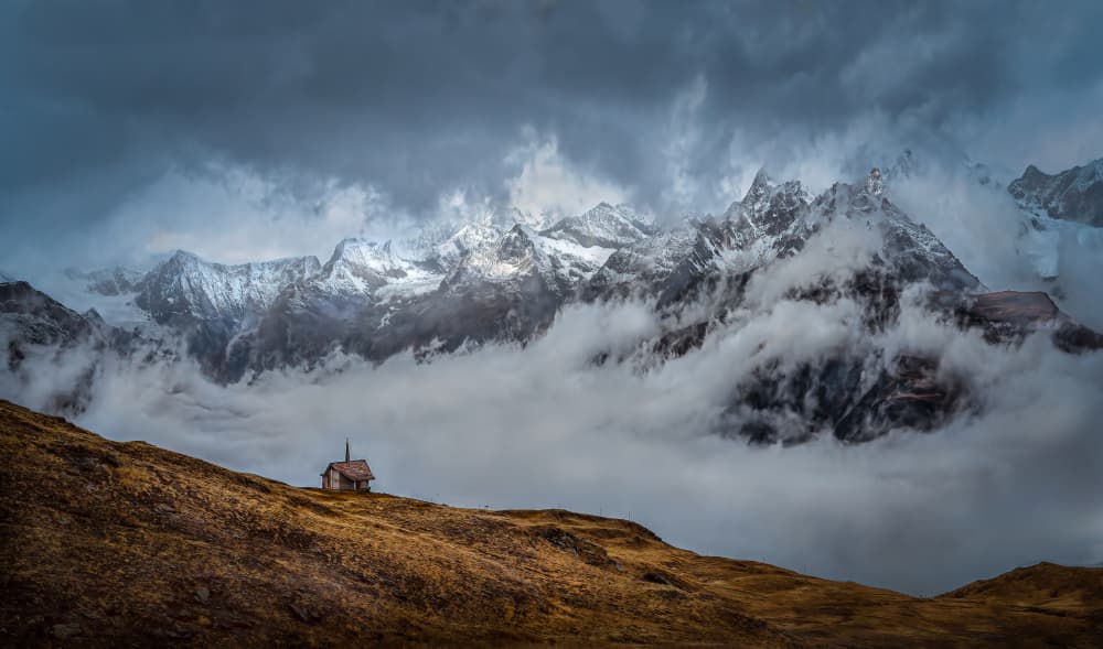 Solitary Mountain Chapel by Kenneth-Wei Zeng — canvas wall art