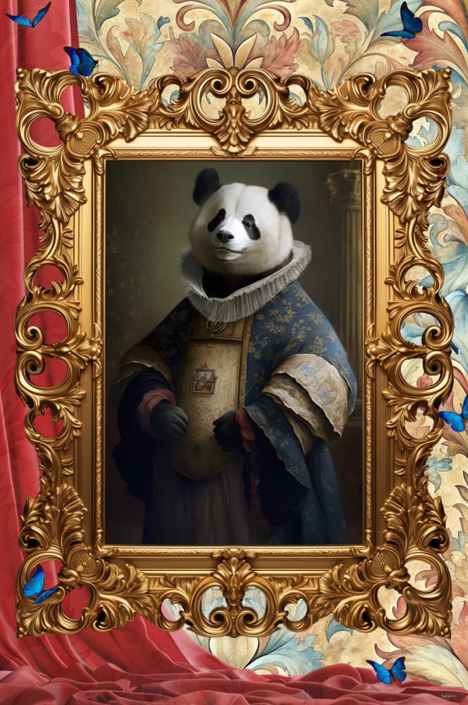 Regal Panda Portrait by Sue Skellern — canvas wall art