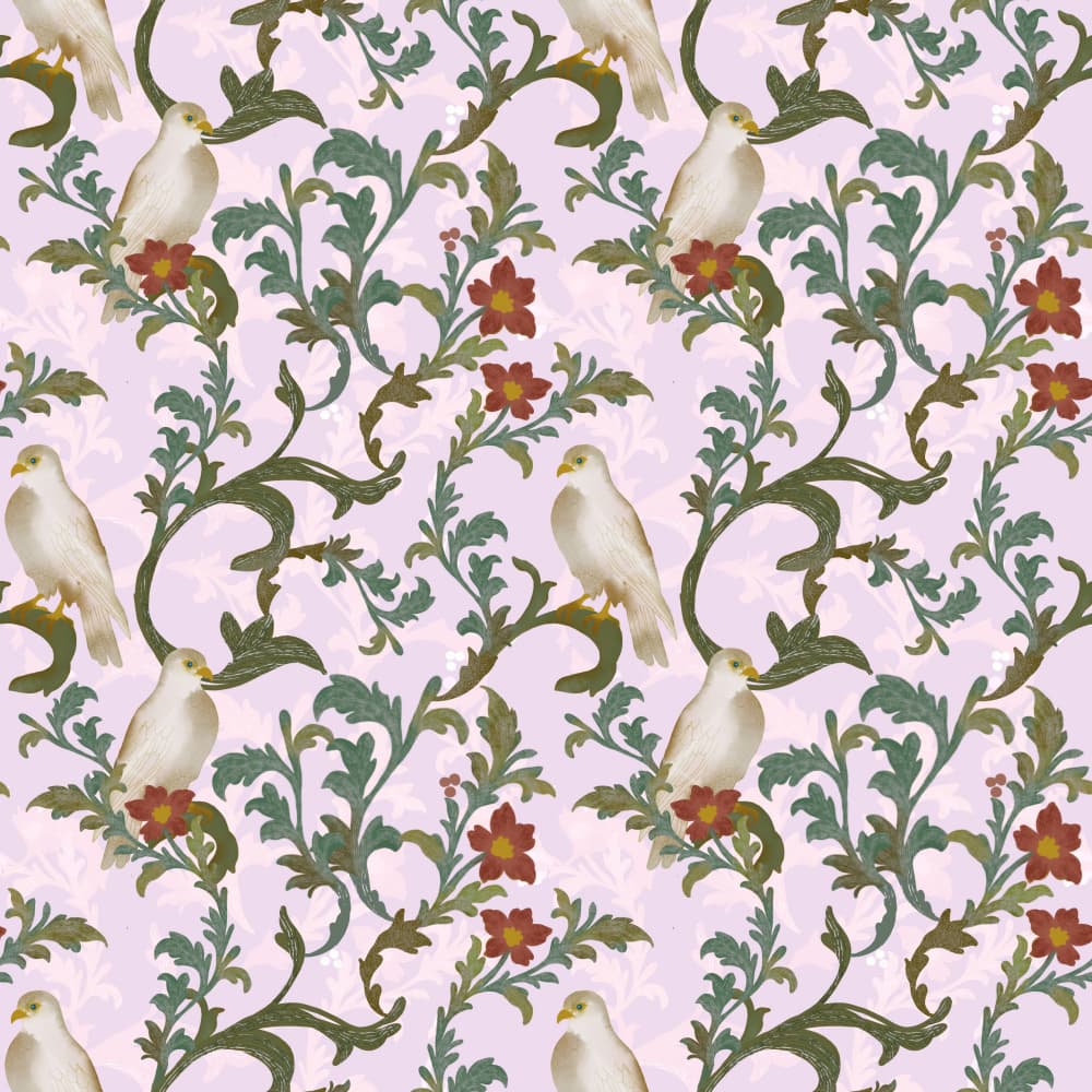 Ornate Bird Botanical Pattern by Josie George — canvas wall art