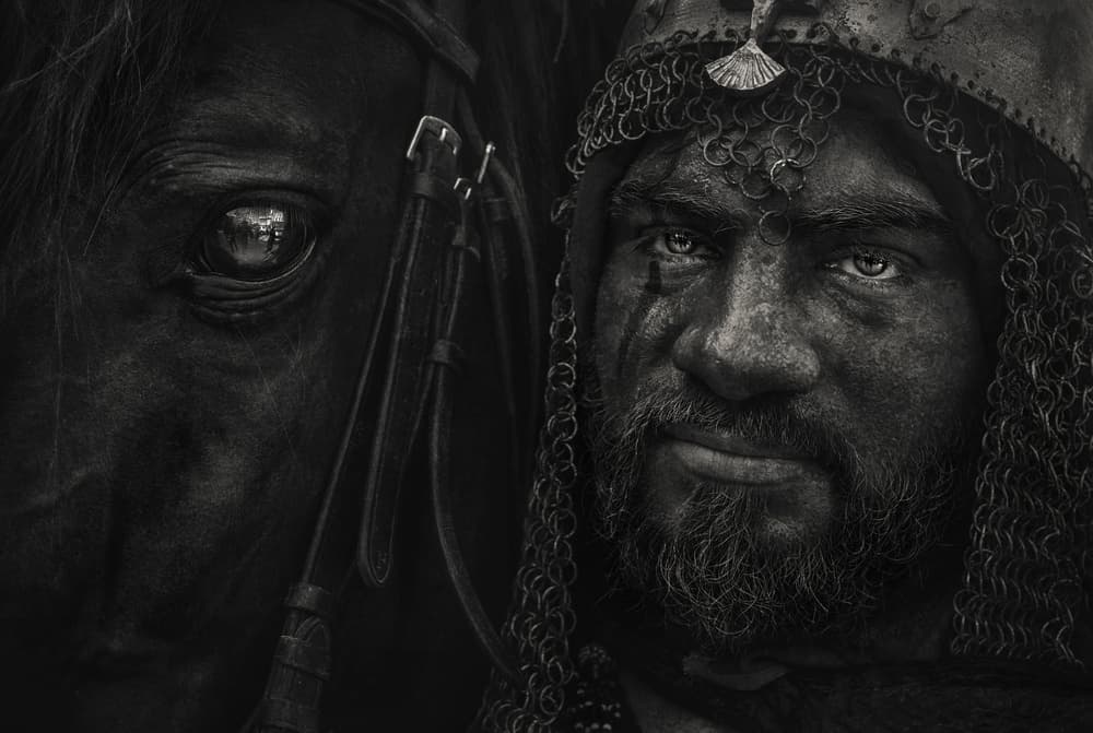 Powerful Warrior and Horse by Fadhel Almutaghawi — canvas wall art