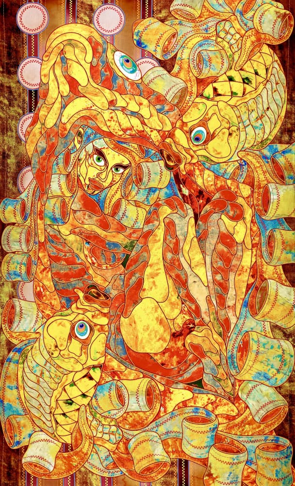 Vibrant Mosaic Figure by Kostyantin Malginov — canvas wall art