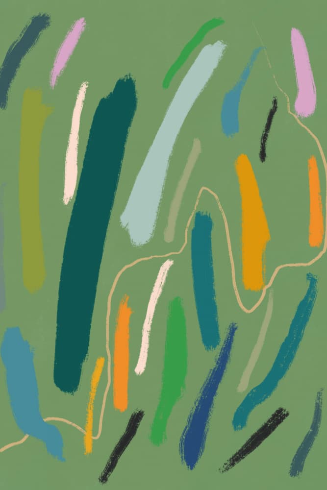 Vibrant Brushstrokes Green by Little Dean — canvas wall art