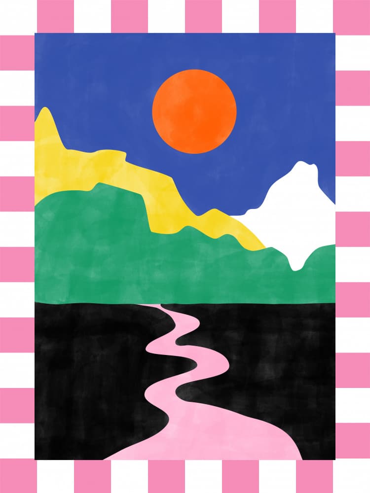 Orange Sun Pink River by Elena Ristova — canvas wall art