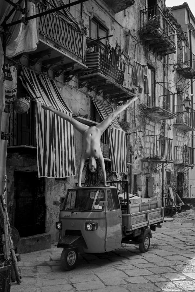 Urban Acrobat Handstand Nude by Angéla Vicedomini — canvas wall art