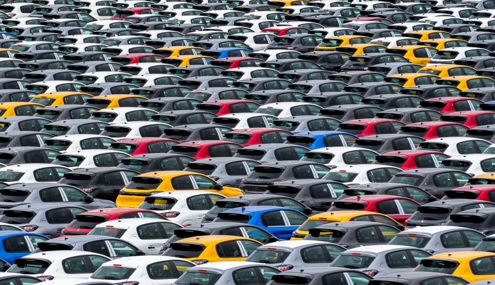 Colorful Car Lot by Wayne Pearson — canvas wall art