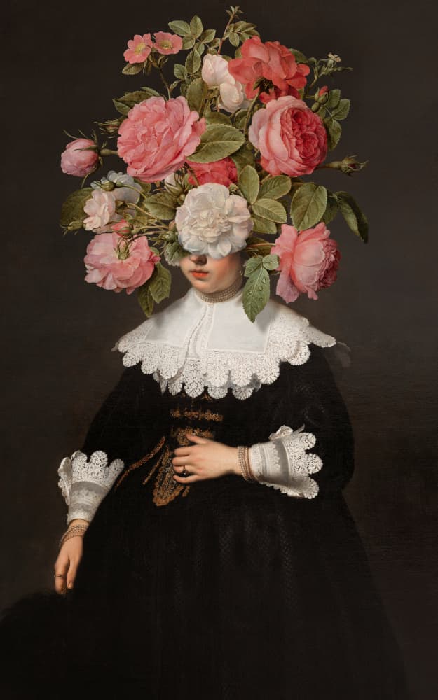 Surreal Floral Portrait by Marja van den Hurk — canvas wall art