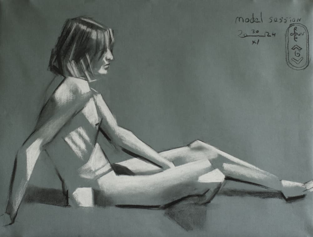 Seated Nude Study by Corné Akkers — canvas wall art