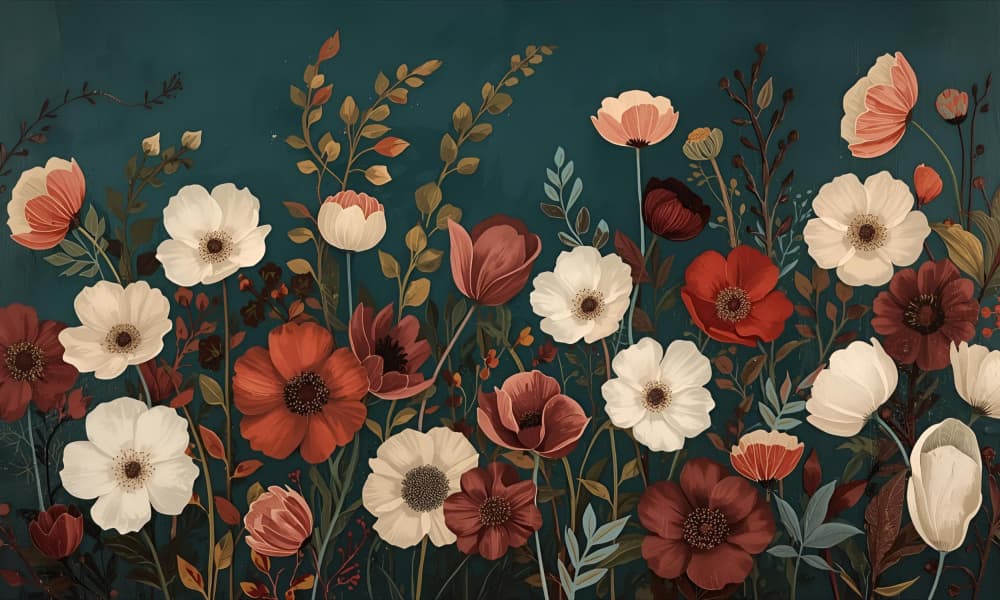 Dark Botanical Blooms by Ohkimiko — canvas wall art