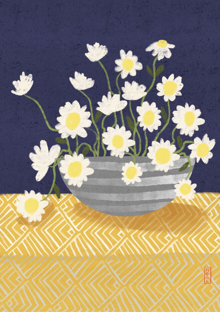Cheerful Daisy Arrangement by Dirkie Nell — canvas wall art