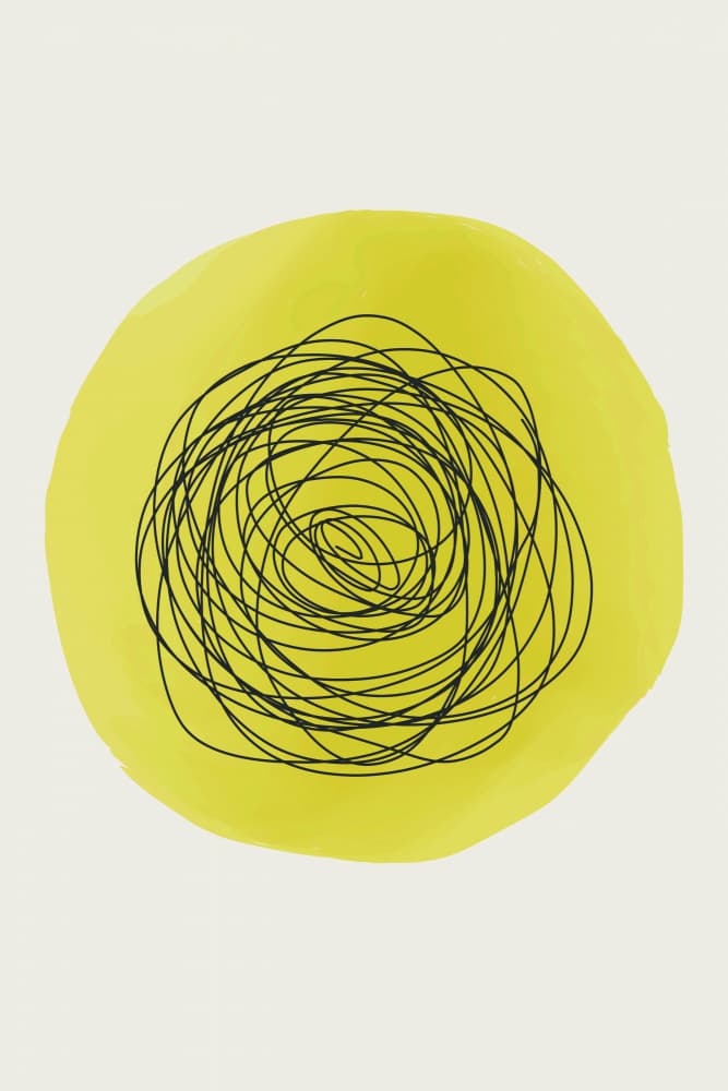 Yellow Scribbled Circle by jay stanley — canvas wall art