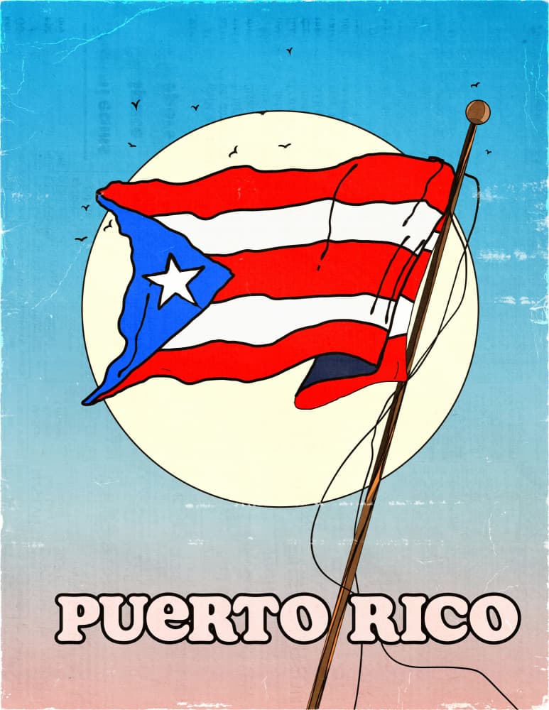 Vintage Puerto Rico Flag by Nicholas — canvas wall art