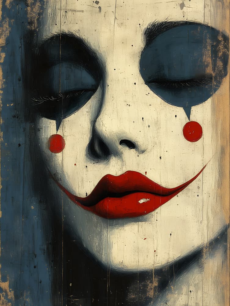 Melancholy Clown Woman by Layla Oz — canvas wall art