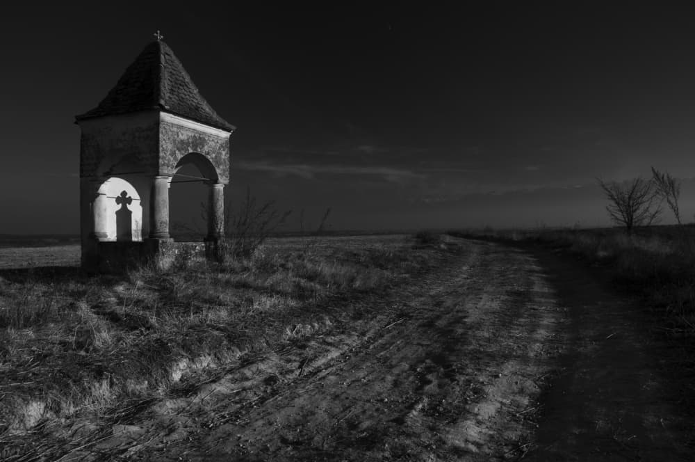 Wayside Shrine at Night by Julien Oncete — canvas wall art