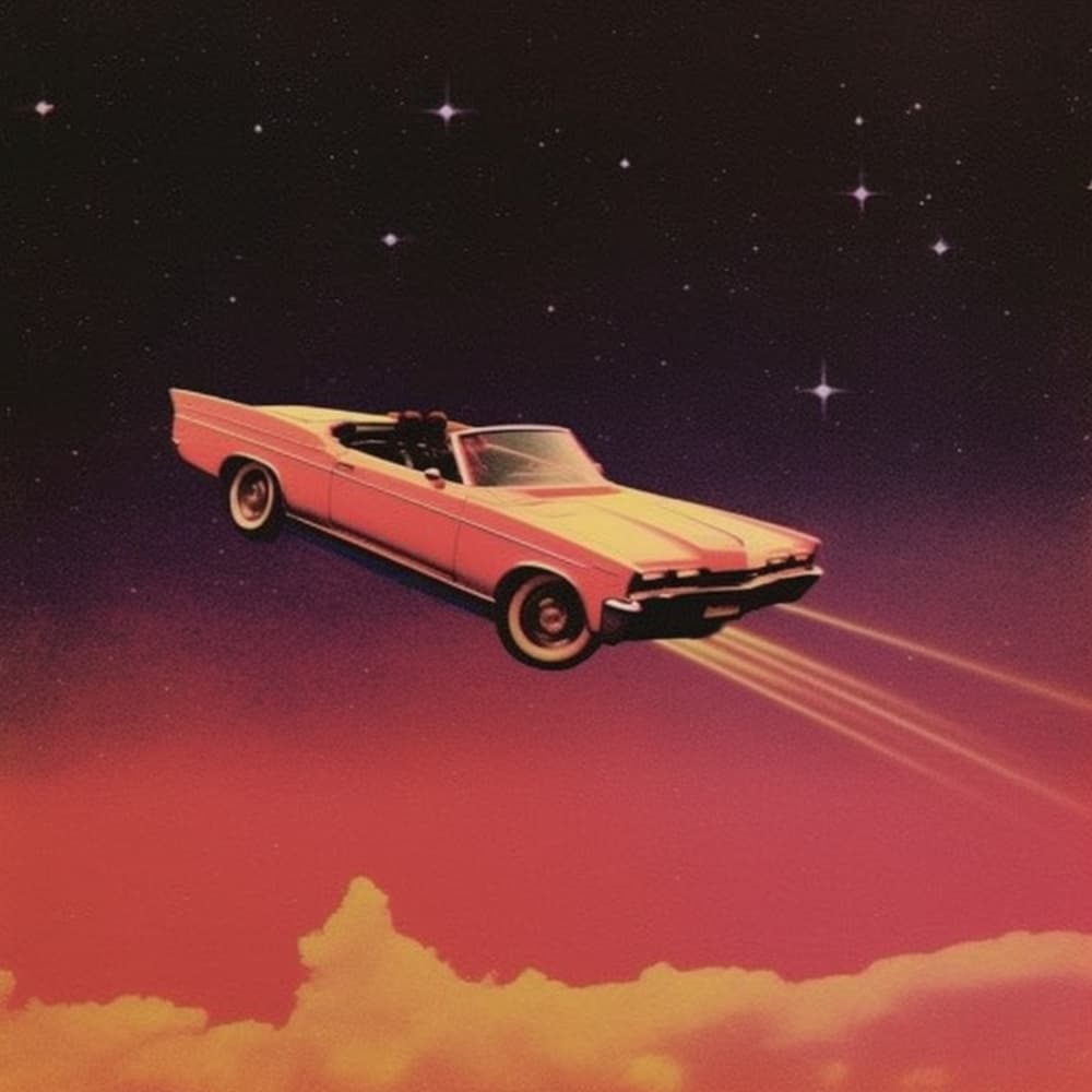 Pink Car Cosmic Journey by Samantha Hearn — canvas wall art