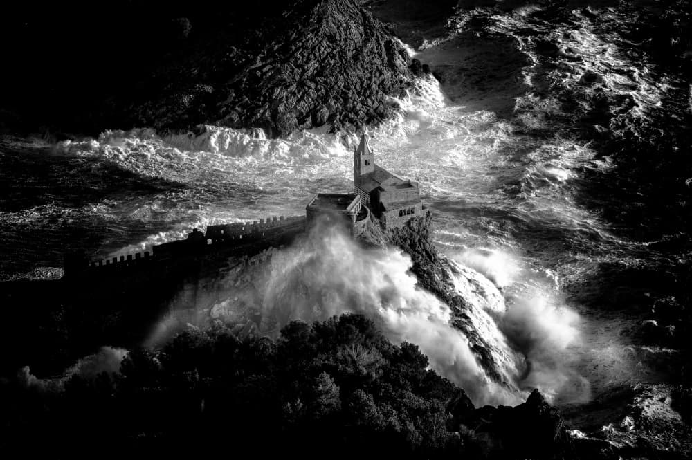 Dramatic Coastal Church Storm by Alessandro Traverso — canvas wall art