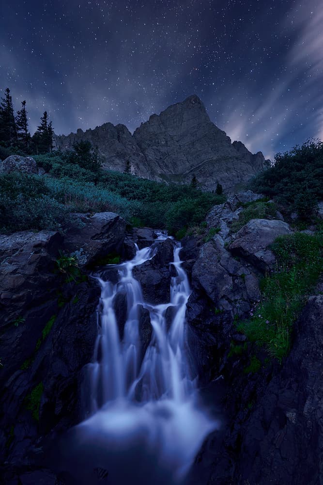 Starry Mountain Waterfall by Mei Xu — canvas wall art