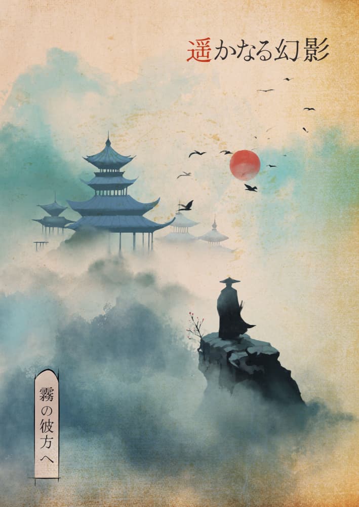 Monk in Misty Mountains by Fadil Roze — canvas wall art
